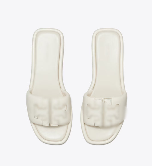 White Sport T Slides