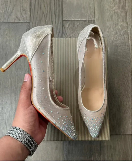 Champagne Rhinestone Red Bottomz